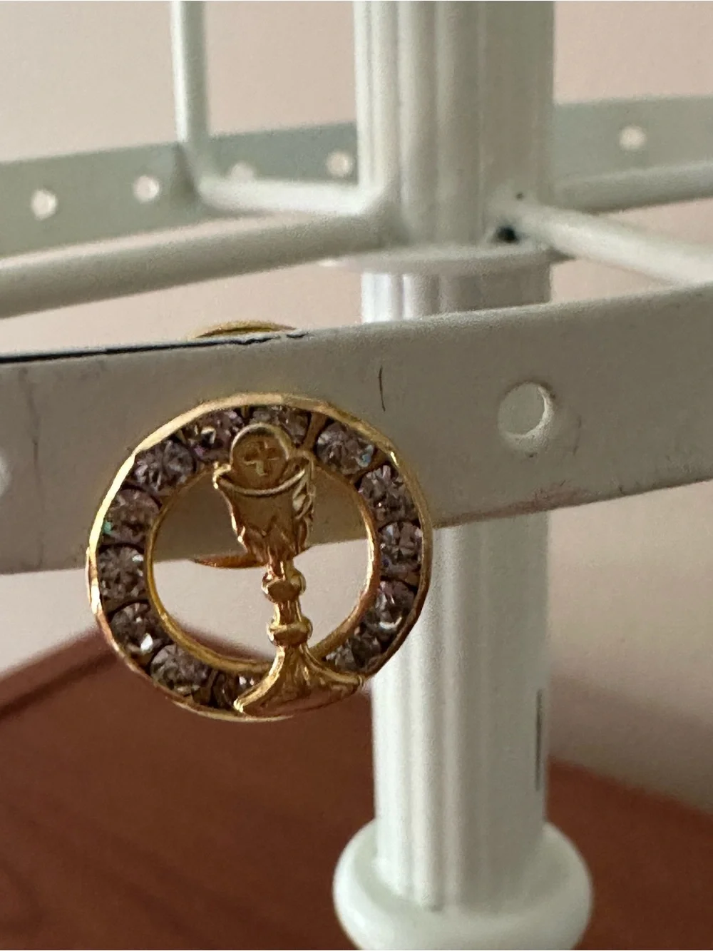 Kids Gold Crystal Circle Charm Pin